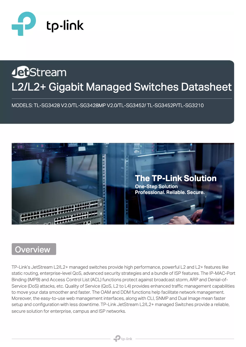 Page 1 de la notice Fiche technique TP-Link TL-SG3428MP