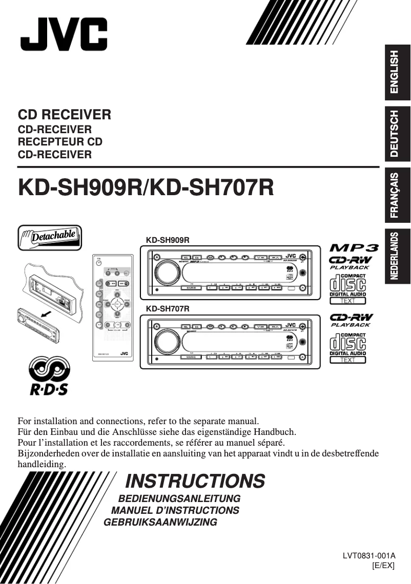 Page 1 de la notice Manuel utilisateur JVC KD-SH909RB