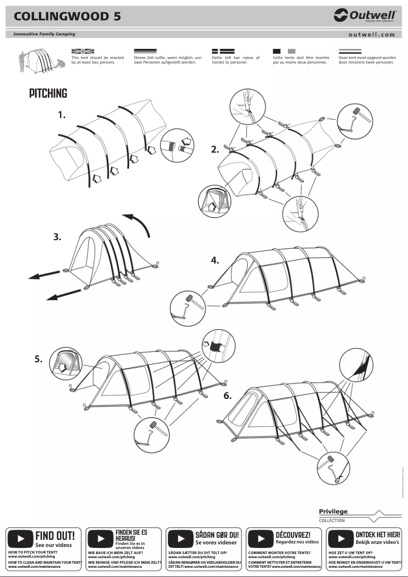 Page 1 de la notice Manuel utilisateur Outwell Collingwood 5