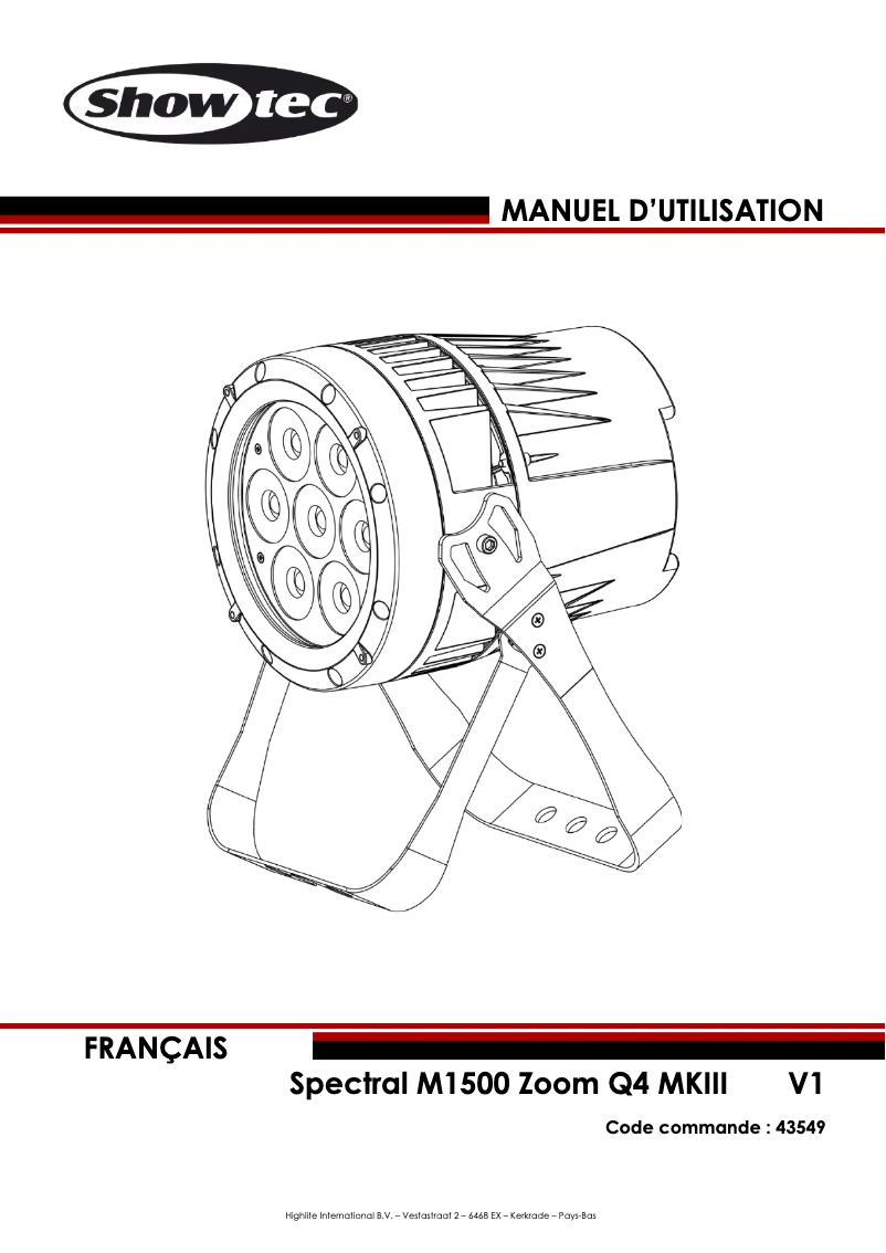 Page n°1 - Manuel utilisateur Showtec Spectral M1500 Zoom Q4 MKIII