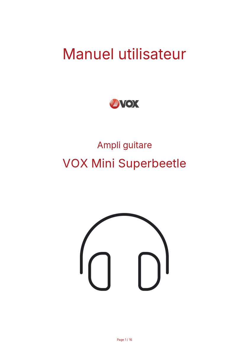Page n°1 - Manuel utilisateur VOX Mini Superbeetle