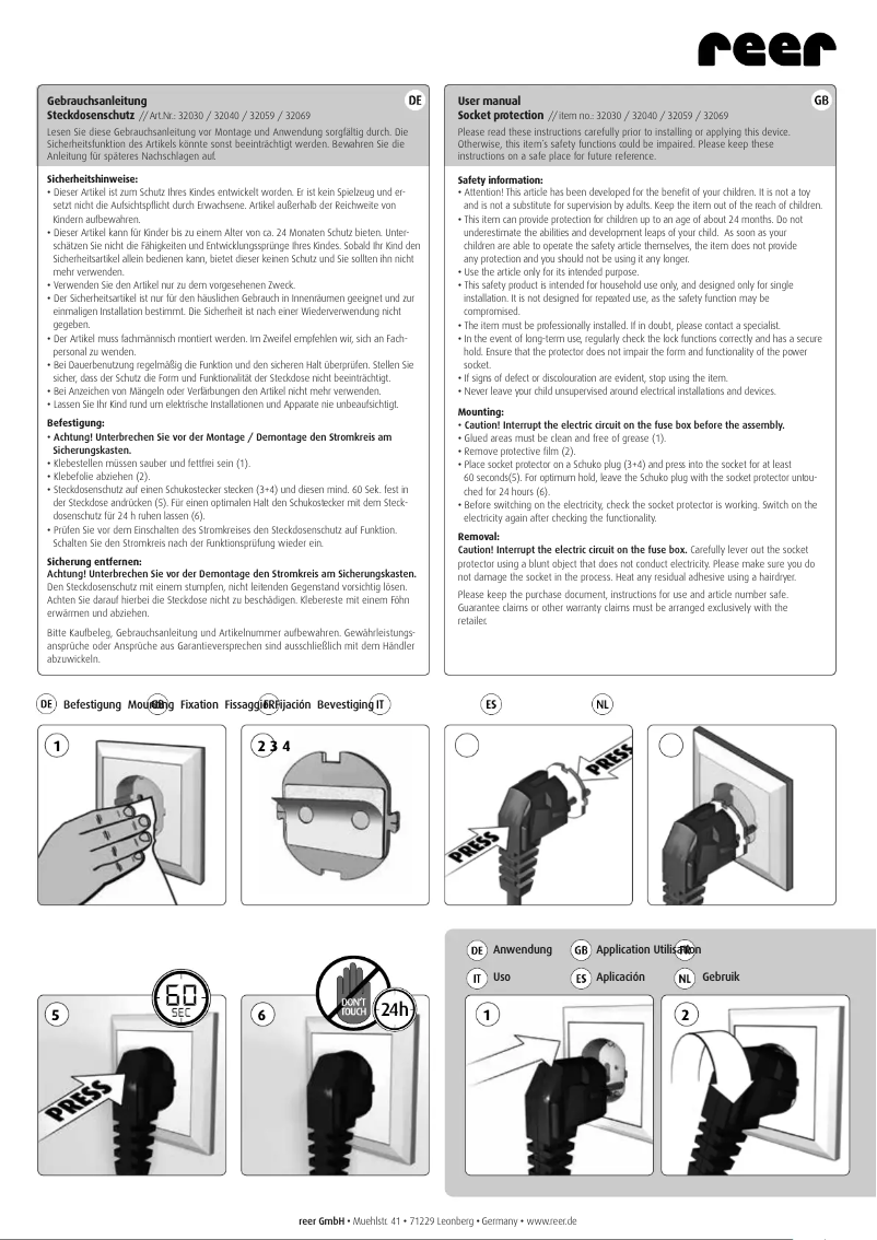 Página 1 del manual Manual de usuario Reer 32040