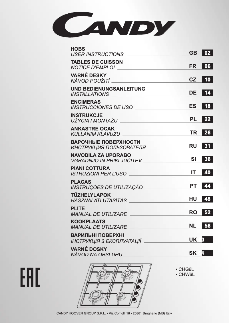 Image de la première page du manuel de l'appareil CHG6LW