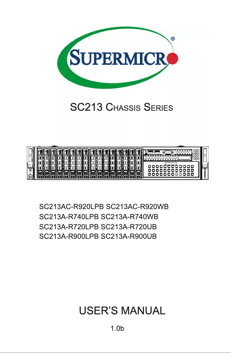 Page 1 de la notice Manuel utilisateur Supermicro SuperChassis SC213