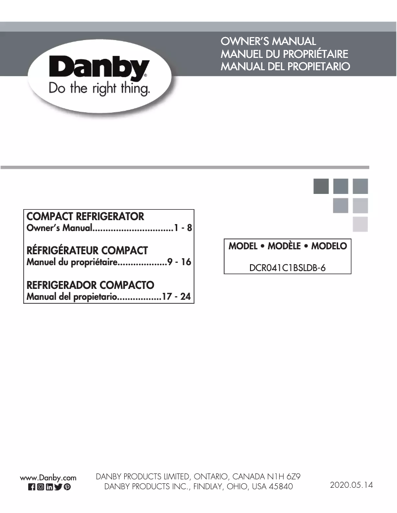 Page n°1 - Manuel utilisateur Danby DCR041C1BSLDB-6