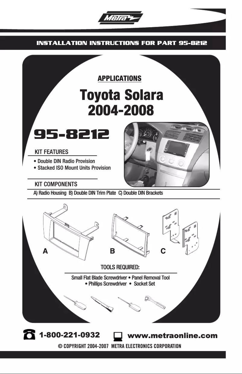 Page n°1 - Guide d'installation Metra 95-8212