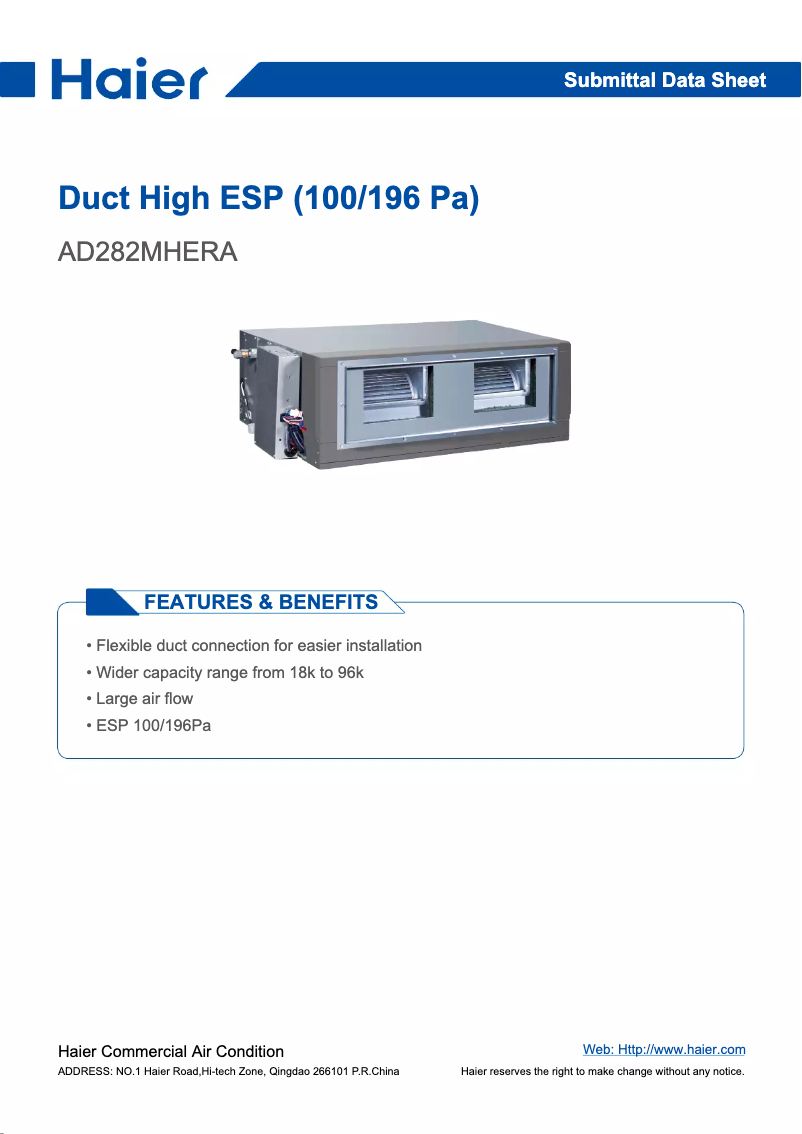 Image de la première page du manuel de l'appareil AD282MHERA