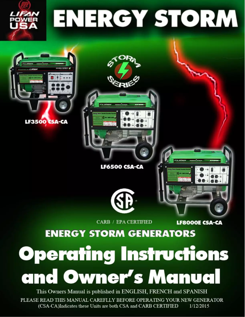 Page n°1 - Manuel utilisateur Lifan Energy Storm 6500