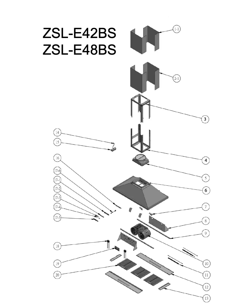 Página 1 del manual Diagrama de cableado Zephyr Luce Island ZLC-E42BS