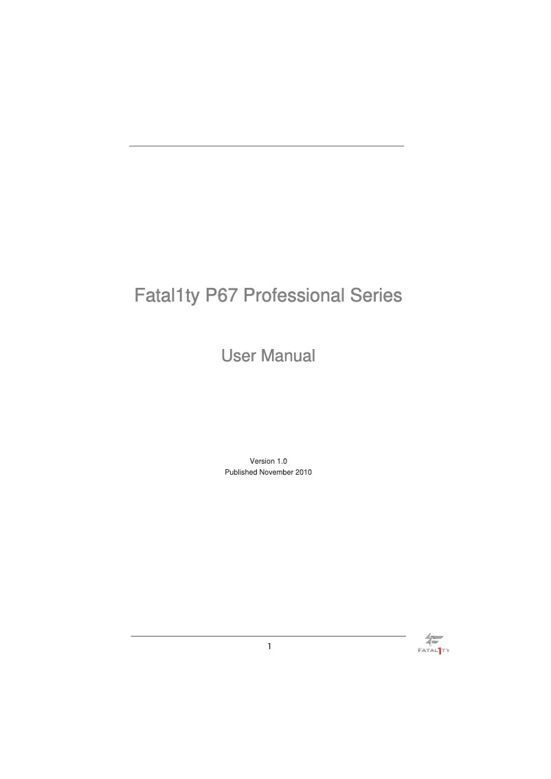 Imagen de la primera página del manual del dispositivo Fatal1ty P67 Professional