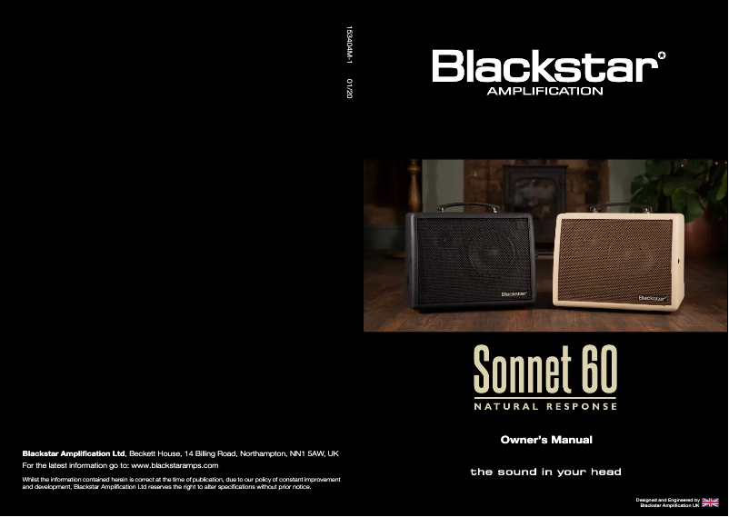 Page 1 de la notice Manuel utilisateur Blackstar Sonnet 60
