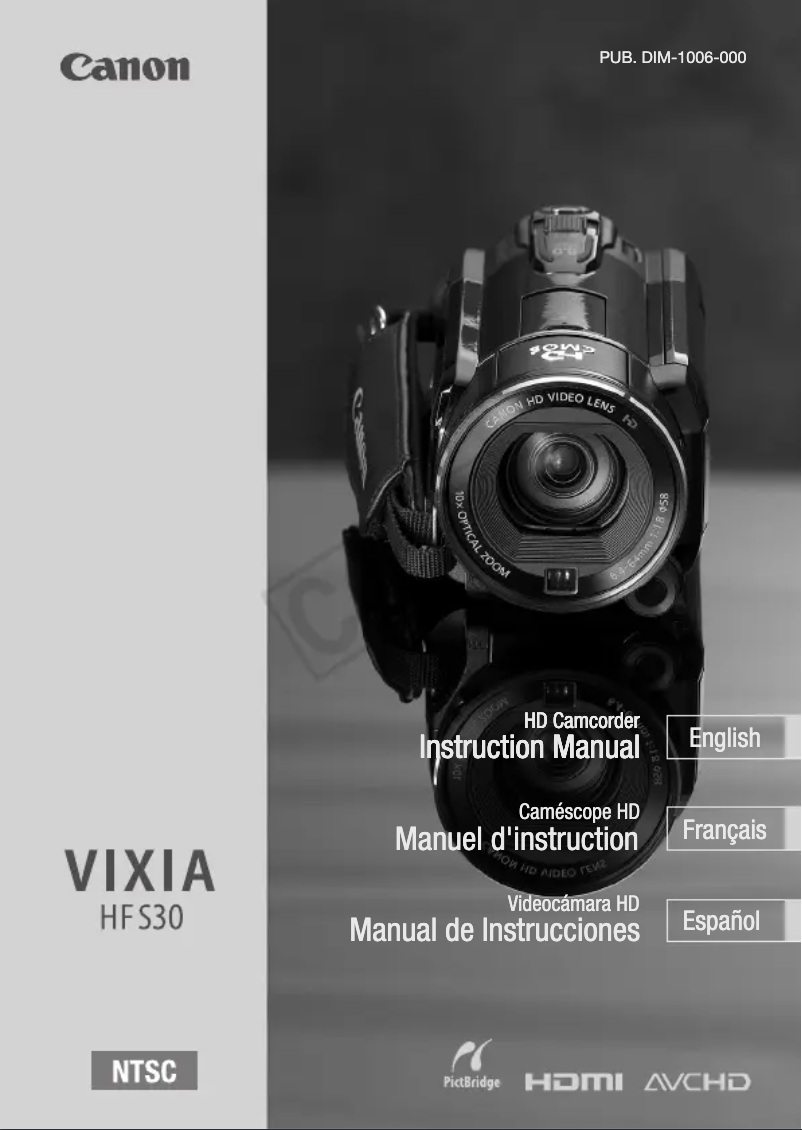 Page n°1 - Manuel utilisateur Canon Vixia HF S30