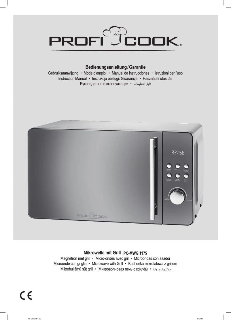 Page n°1 - Manuel utilisateur ProfiCook PC-MWG 1175
