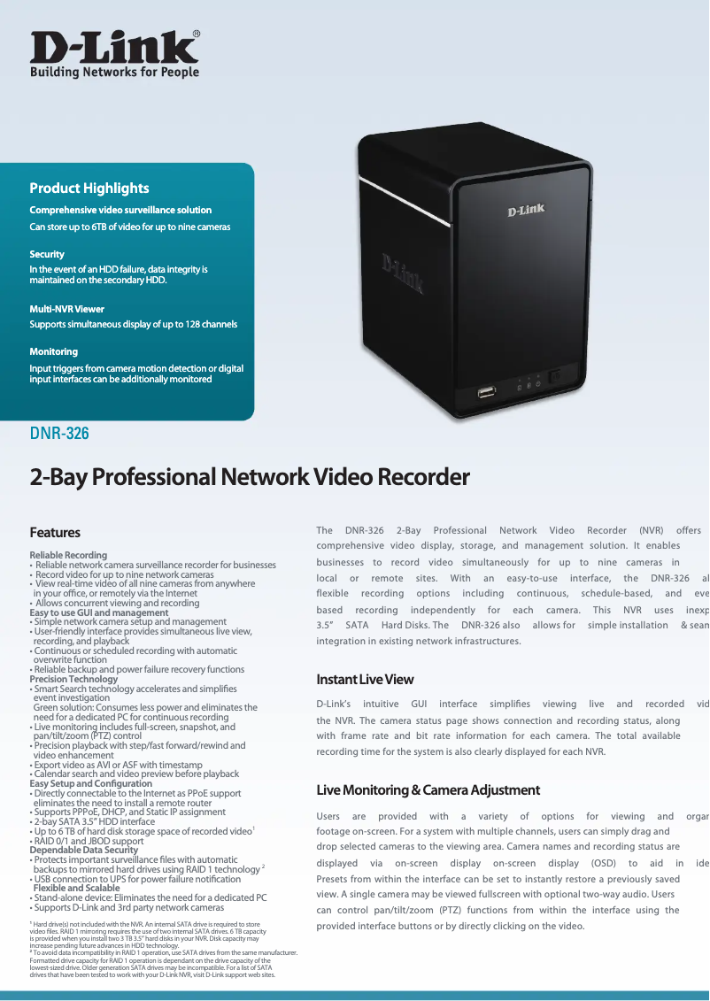 Image de la première page du manuel de l'appareil DNR-326