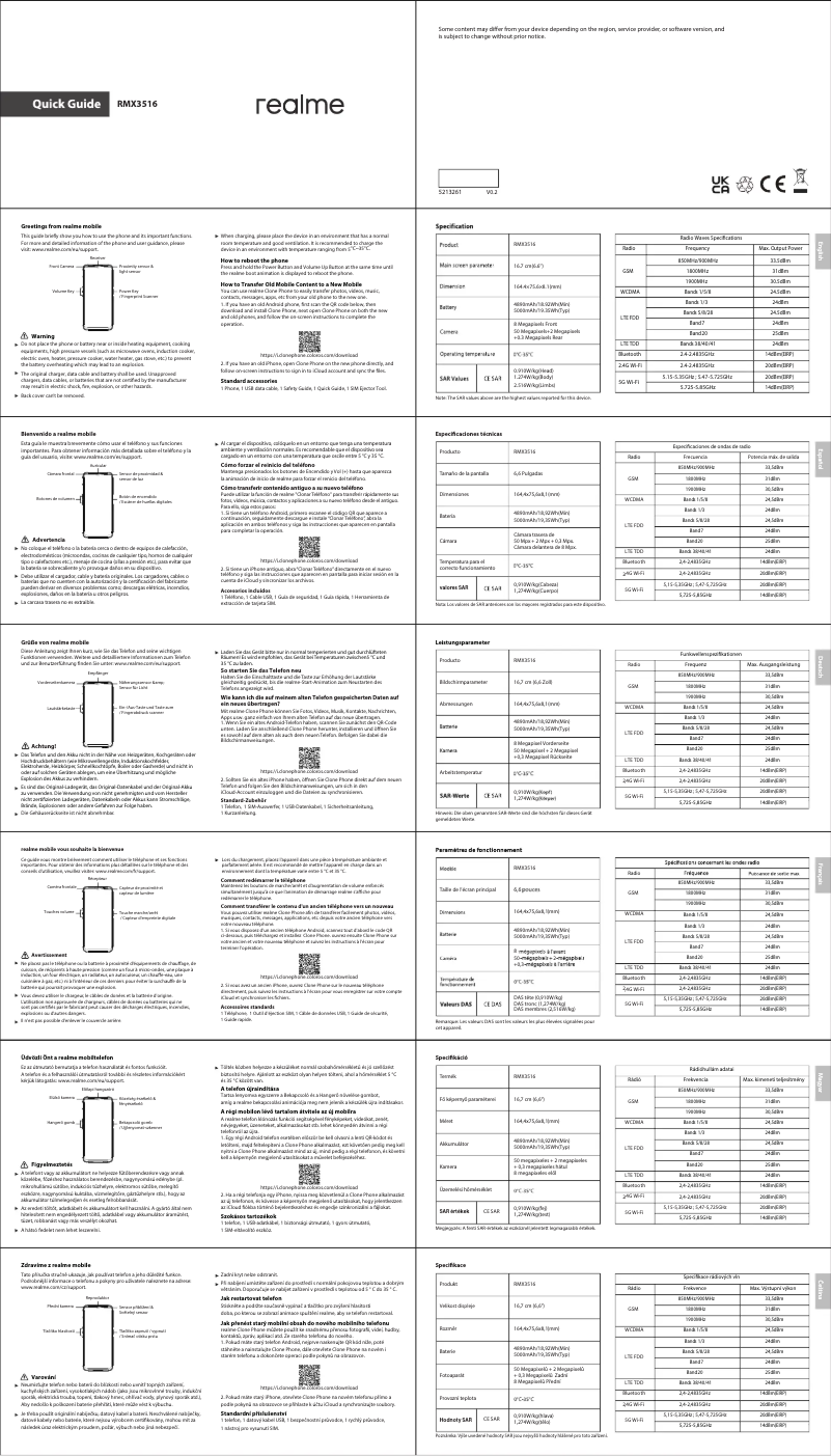 Image de la première page du manuel de l'appareil Narzo 50A Prime