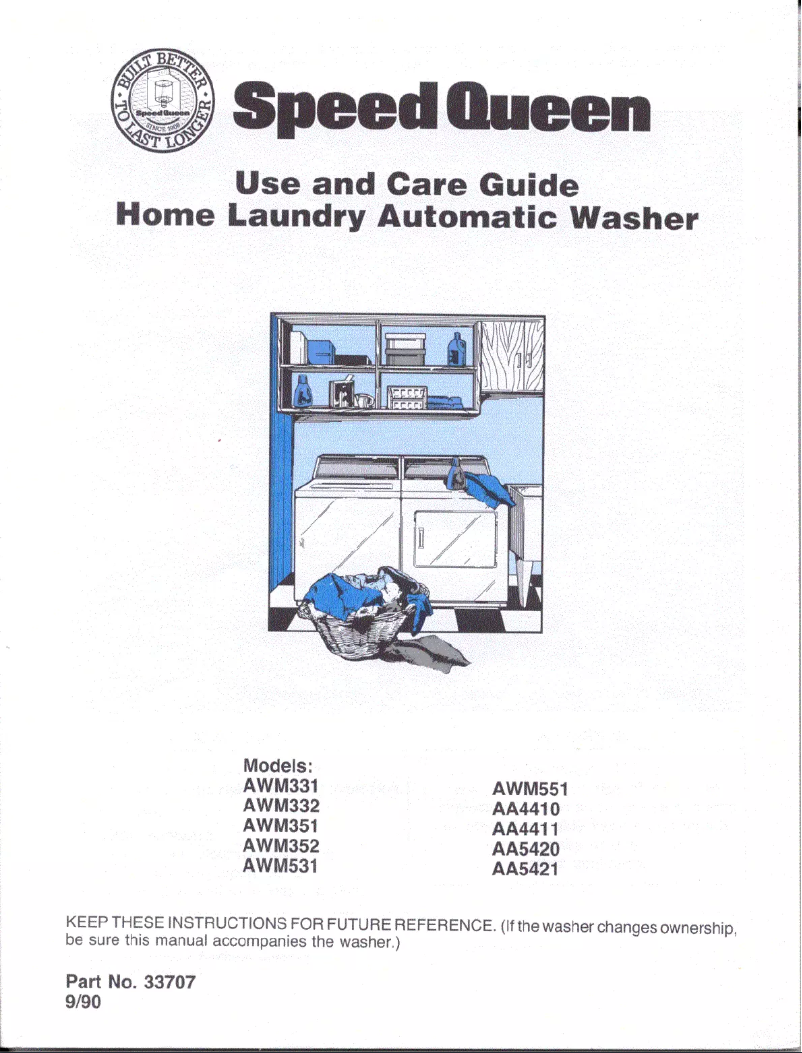 Page 1 de la notice Manuel utilisateur Speed Queen AWM331W