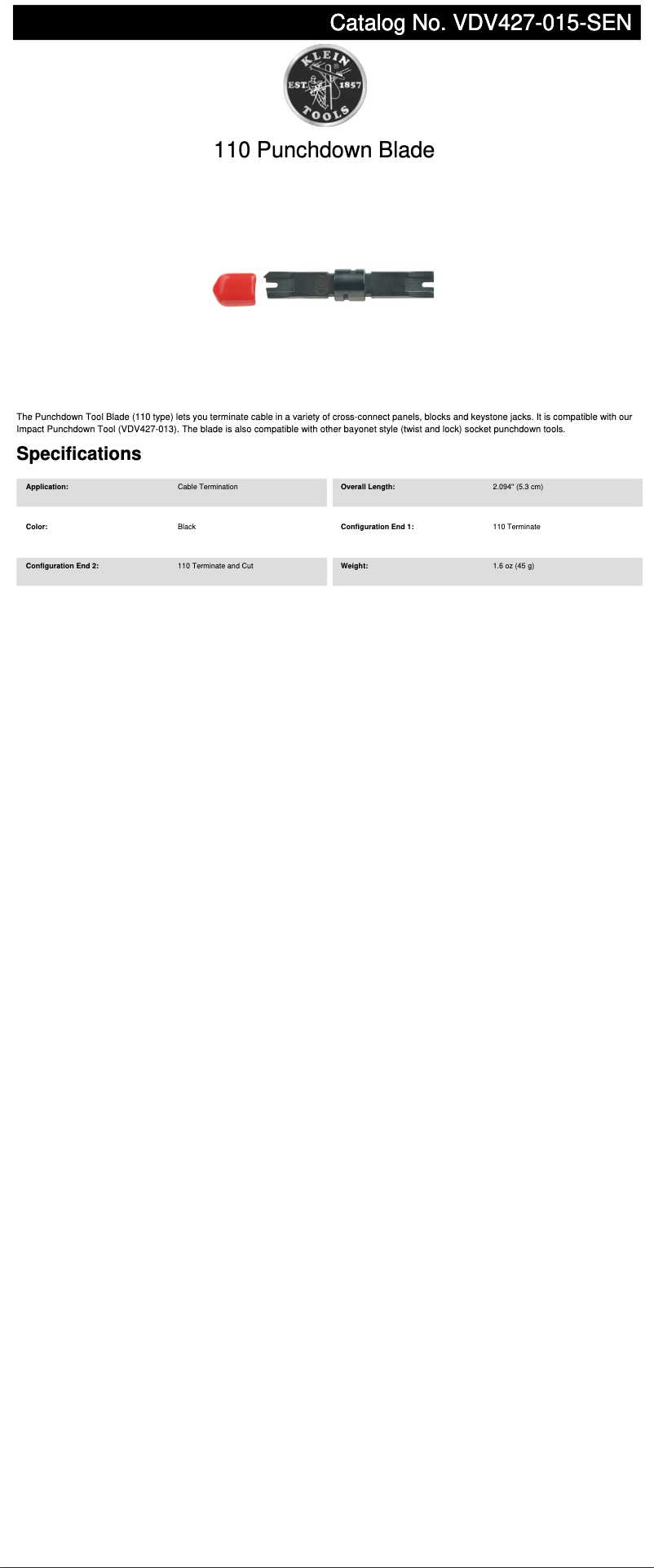 Image de la première page du manuel de l'appareil VDV427-015-SEN