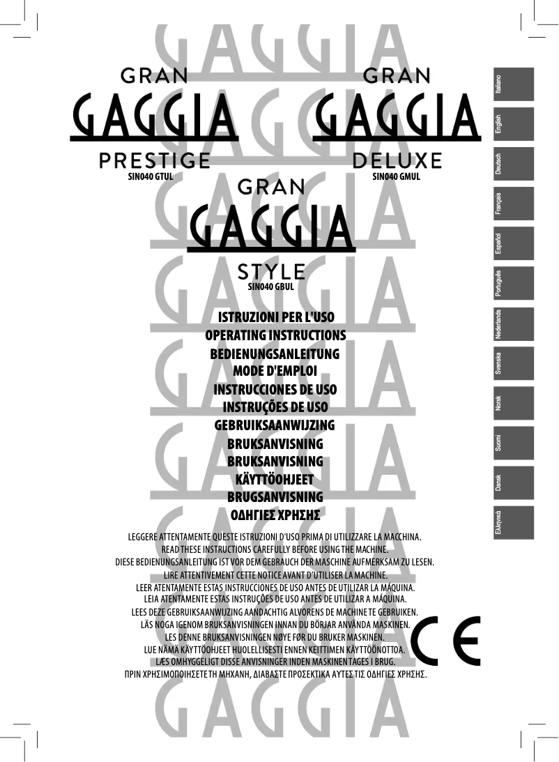 Page n°1 - Manuel utilisateur Gaggia RI8427
