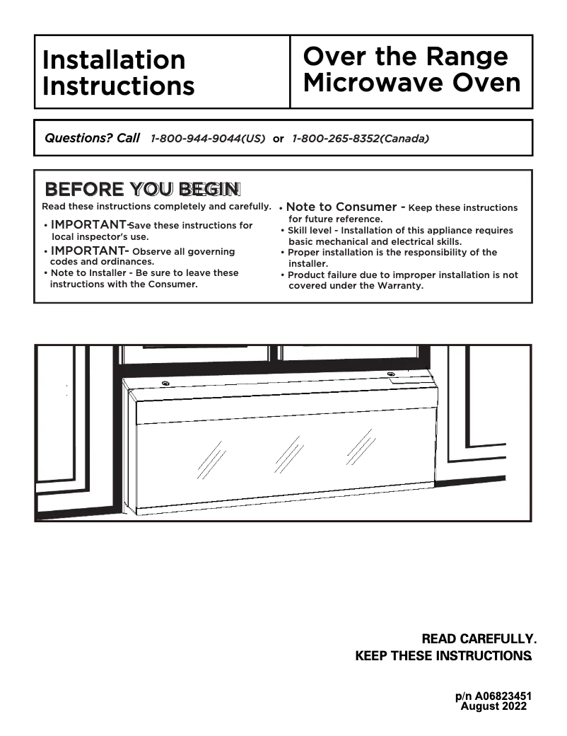 Page n°1 - Guide d'installation Frigidaire GMOS1266AF