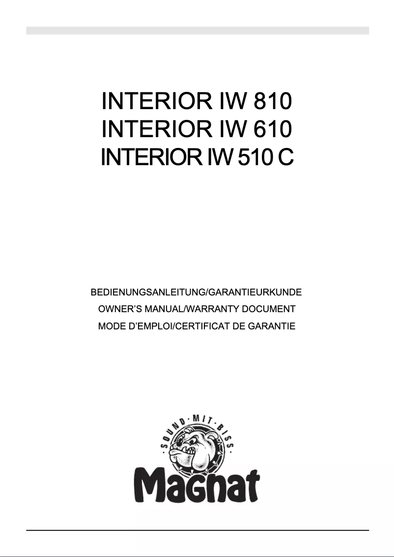 Page 1 de la notice Manuel utilisateur Magnat Interior IW 810