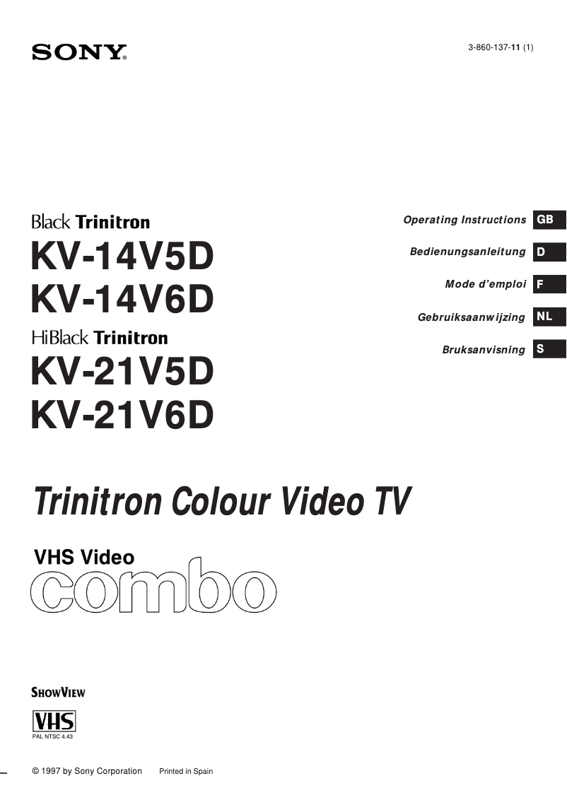 Page 1 de la notice Manuel utilisateur Sony KV-14V6D