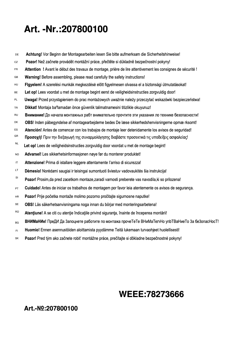 Page 1 de la notice Manuel utilisateur Trio Lighting Sweety 207800100