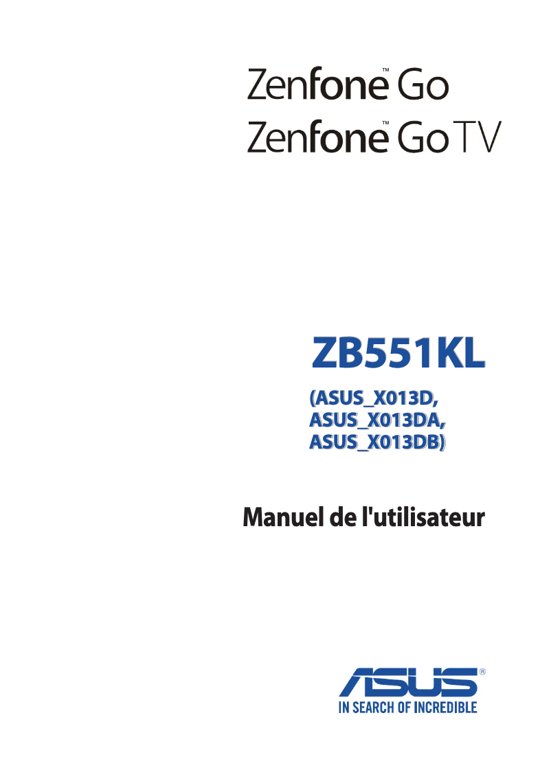 Page 1 de la notice Manuel utilisateur Asus ZenFone Go TV ZB551KL