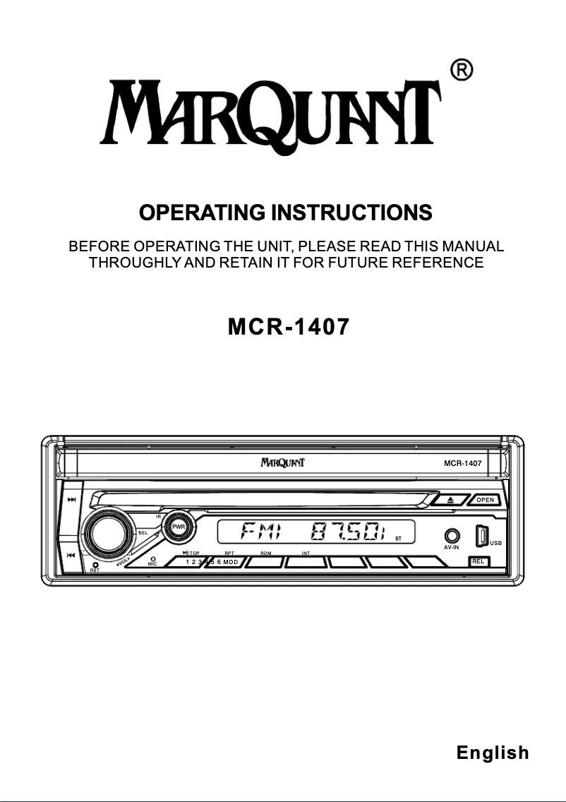 Image de la première page du manuel de l'appareil MCR-1407