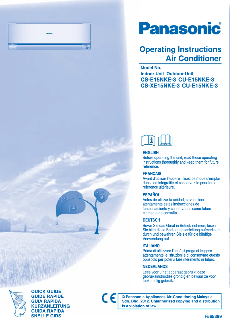 Page n°1 - Manuel utilisateur Panasonic CS-XE15NKE3