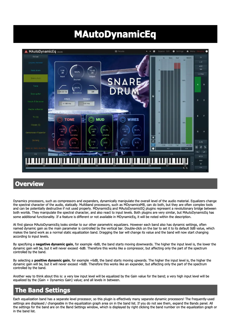 Page n°1 - Manuel utilisateur MeldaProduction MAutoDynamicEq