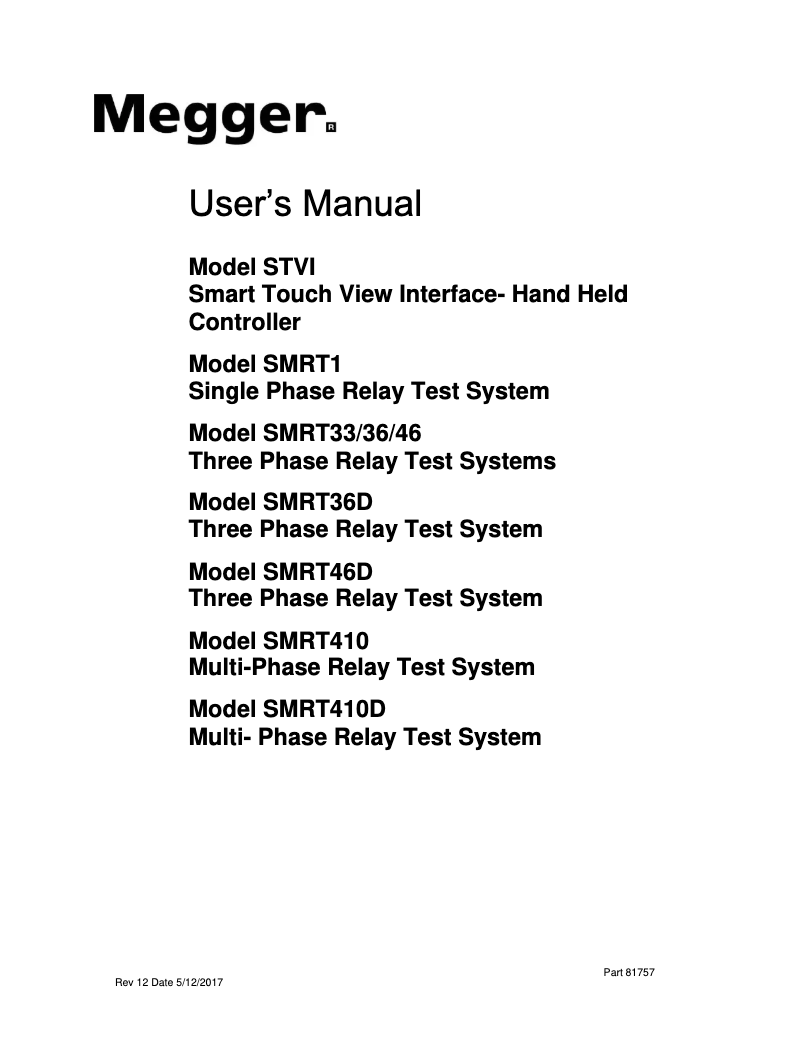 Page 1 de la notice Manuel utilisateur Megger SMRT410
