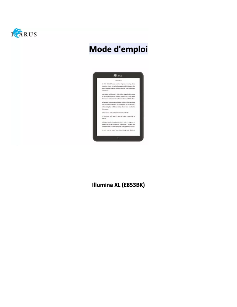 Imagen de la primera página del manual del dispositivo Illumina XL E853