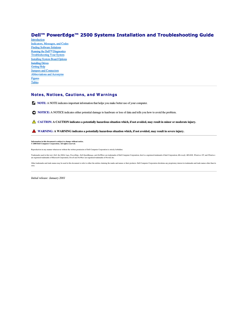 Image de la première page du manuel de l'appareil PowerEdge 2500