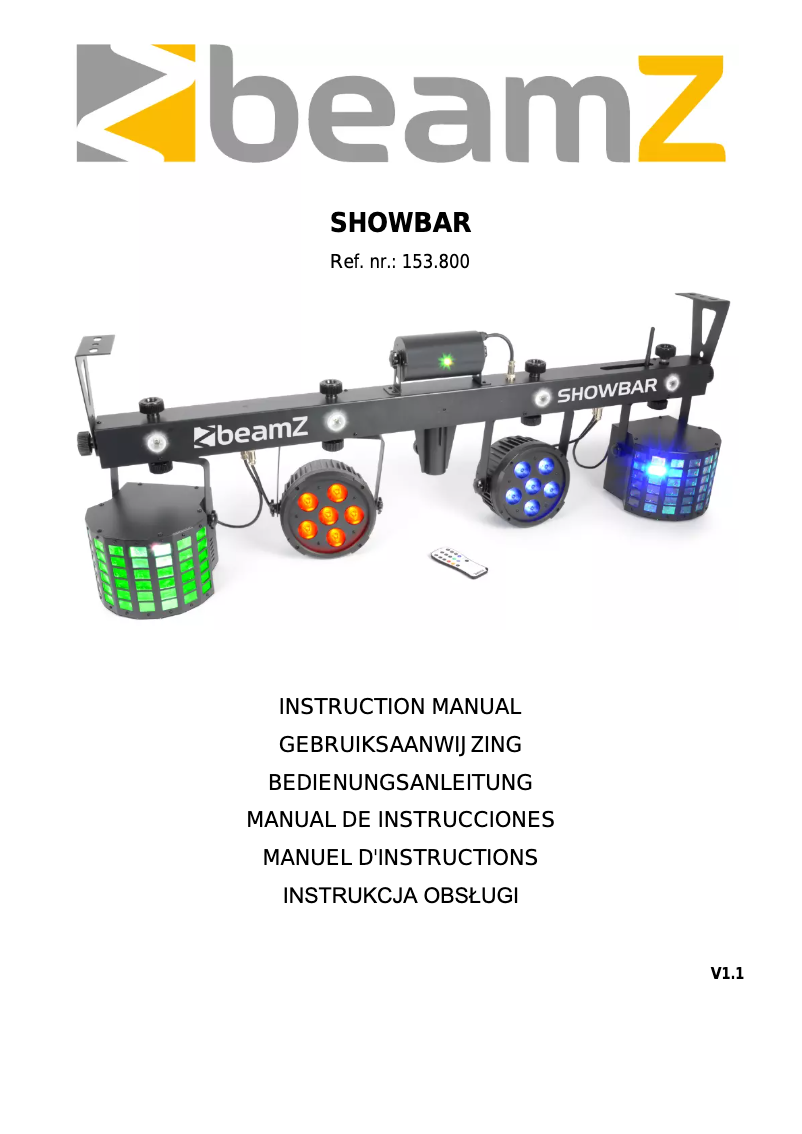 Page 1 de la notice Manuel utilisateur BeamZ Showbar