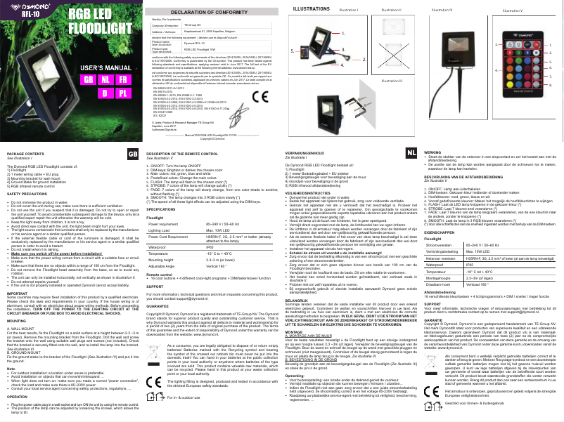 Page 1 de la notice Manuel utilisateur Dymond RFL-10