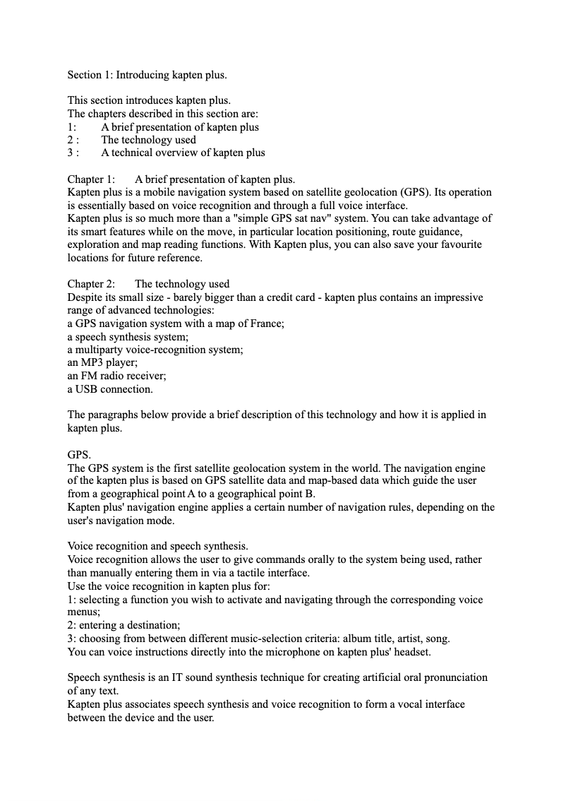 Page n°1 - Manuel utilisateur Kapsys Kapten Plus