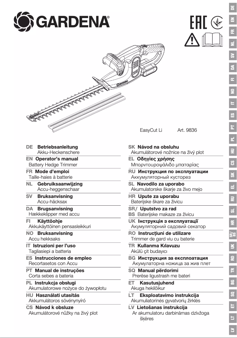 Page 1 de la notice Manuel utilisateur Gardena EasyCut Li- 14/40