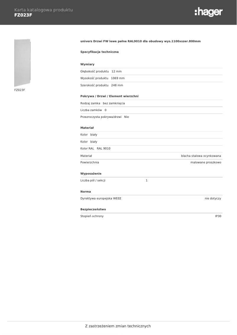 Page n°1 - Manuel utilisateur Hager FZ023F