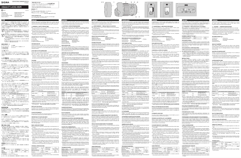 Page 1 de la notice Manuel utilisateur Sigma 20mm F1.4 DG HSM A