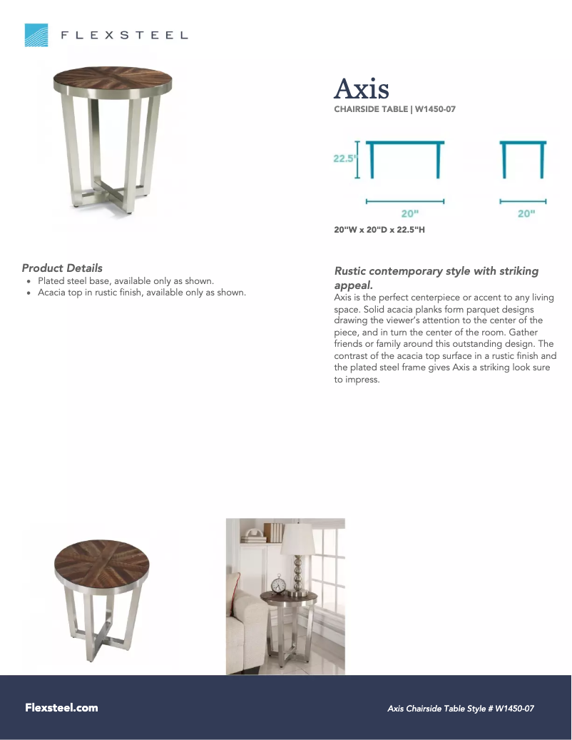 Page 1 de la notice Manuel utilisateur Flexsteel Axis W1450-07