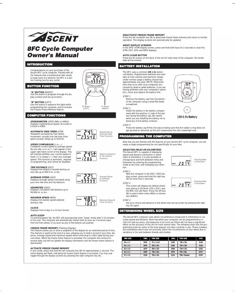 Page n°1 - Manuel utilisateur Ascent 8FC