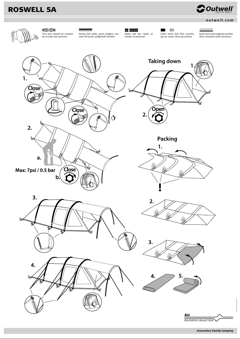 Page 1 de la notice Manuel utilisateur Outwell Roswell 5A