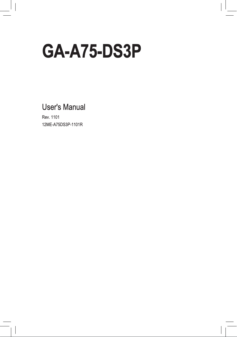 Page n°1 - Manuel utilisateur Gigabyte GA-A75-DS3P