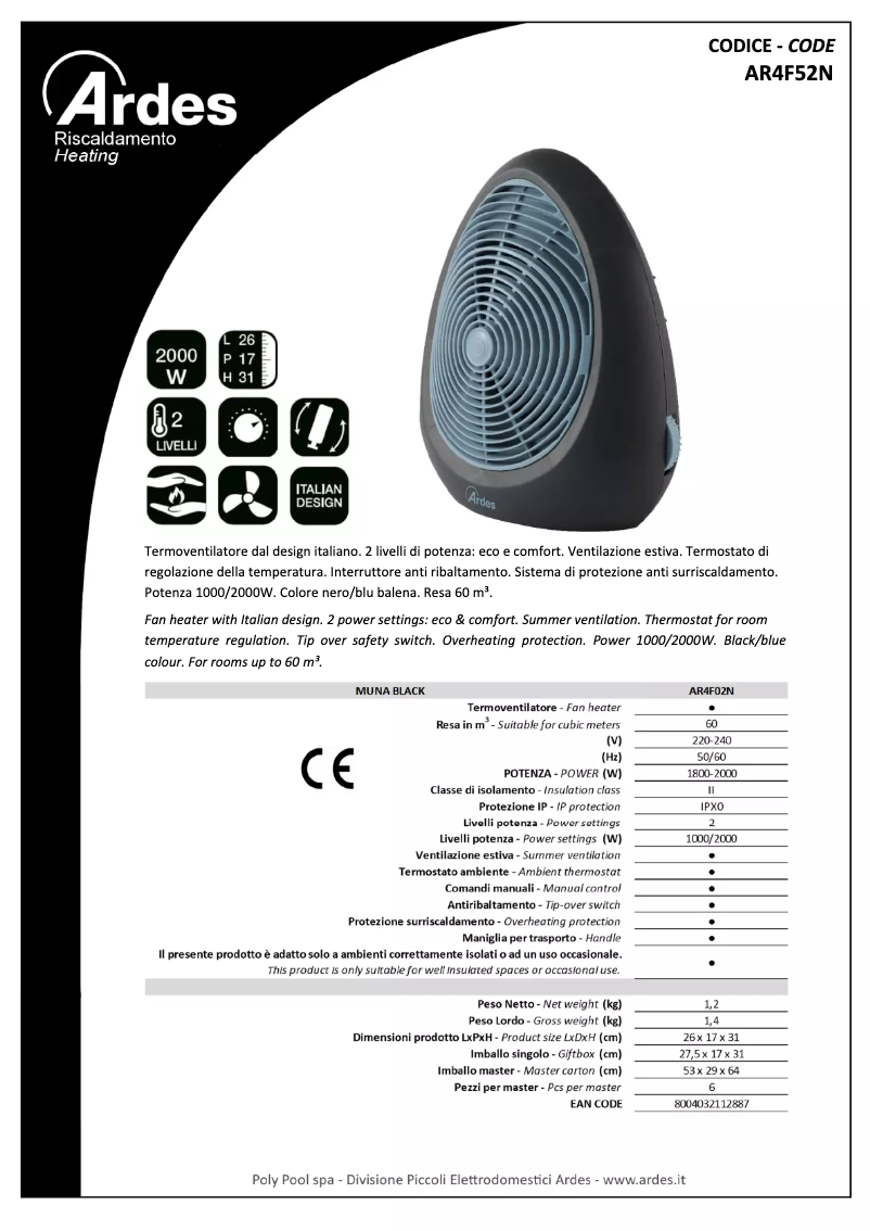 Page n°1 - Fiche technique Ardes AR4F02N