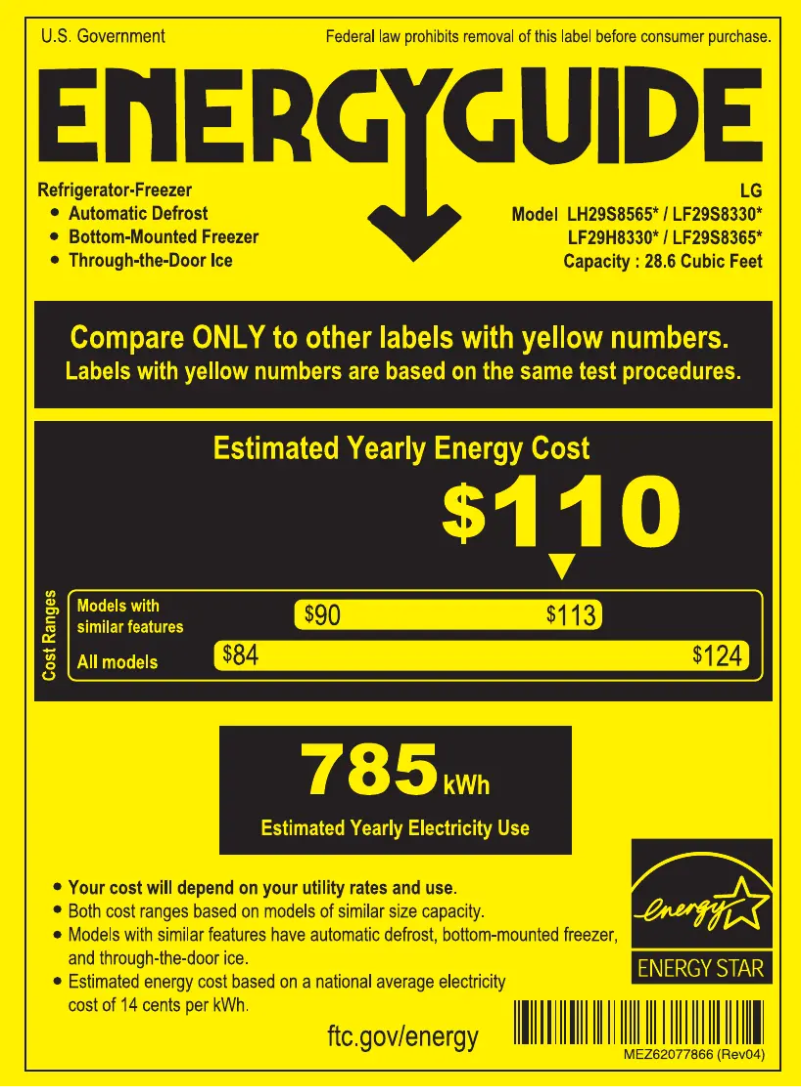 Page 1 of the manual Energy Label LG LF29S8365S