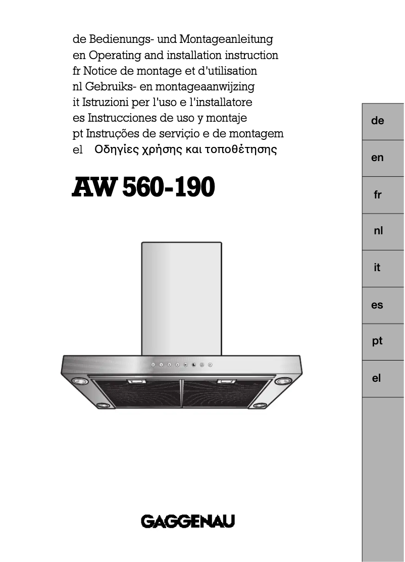 Page n°1 - Manuel utilisateur Gaggenau AW560190