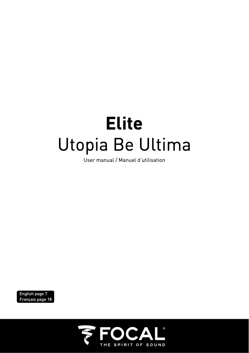 Image de la première page du manuel de l'appareil Utopia Be Ultima