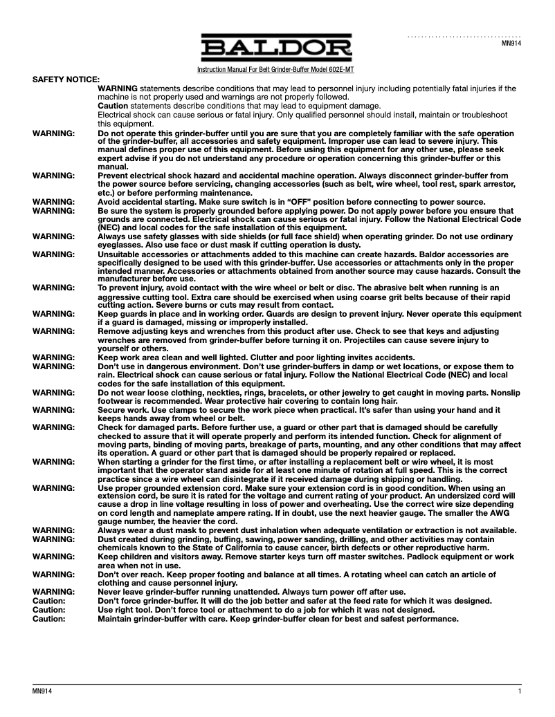 Page n°1 - Manuel utilisateur ABB 7B602E-MT