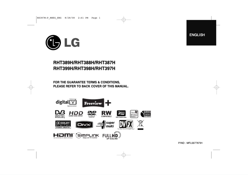 Page 1 of the manual User Manual LG RH399M