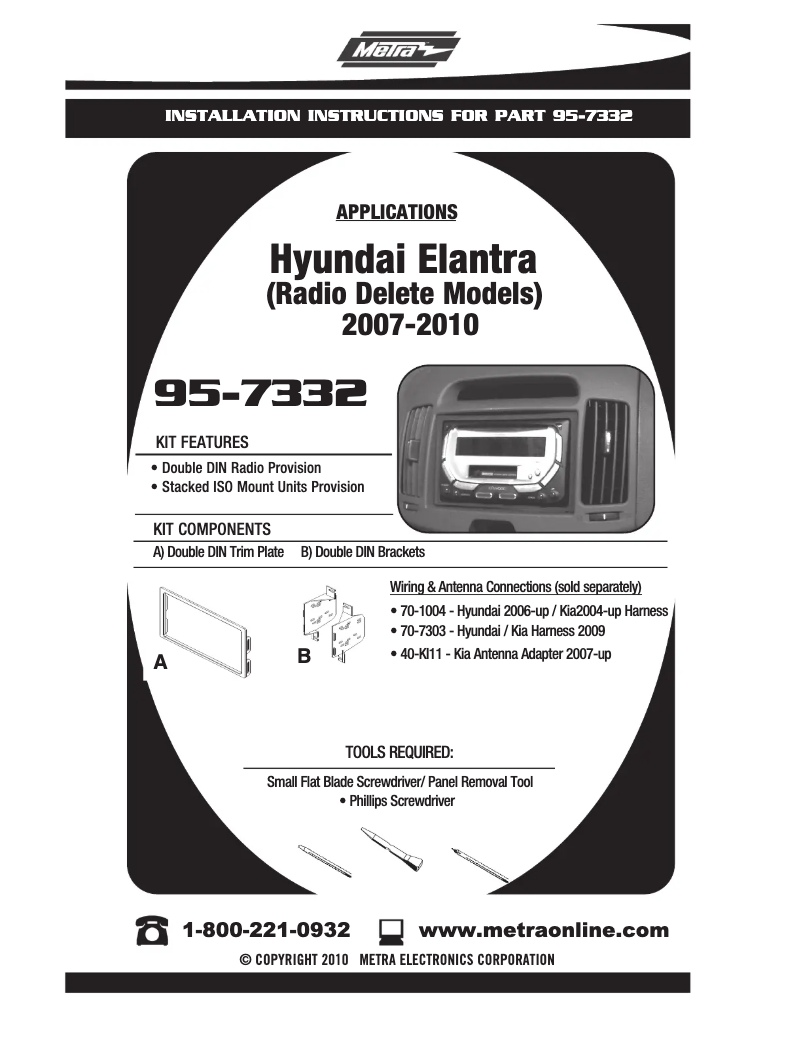 Page n°1 - Manuel utilisateur Metra 95-7332